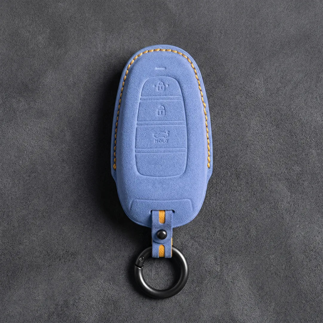 Hyundai Hand-Stitched Alcantara Key Fob Cover – Oval 3-Button Smart Key
