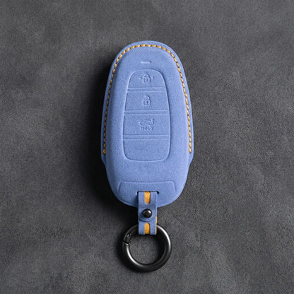 Hyundai Hand-Stitched Alcantara Key Fob Cover – Oval 3-Button Smart Key