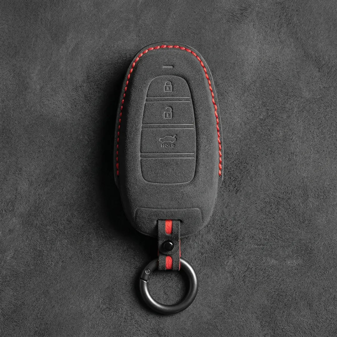 Hyundai Hand-Stitched Alcantara Key Fob Cover – Oval 3-Button Smart Key