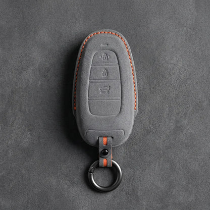 Hyundai Hand-Stitched Alcantara Key Fob Cover – Oval 3-Button Smart Key