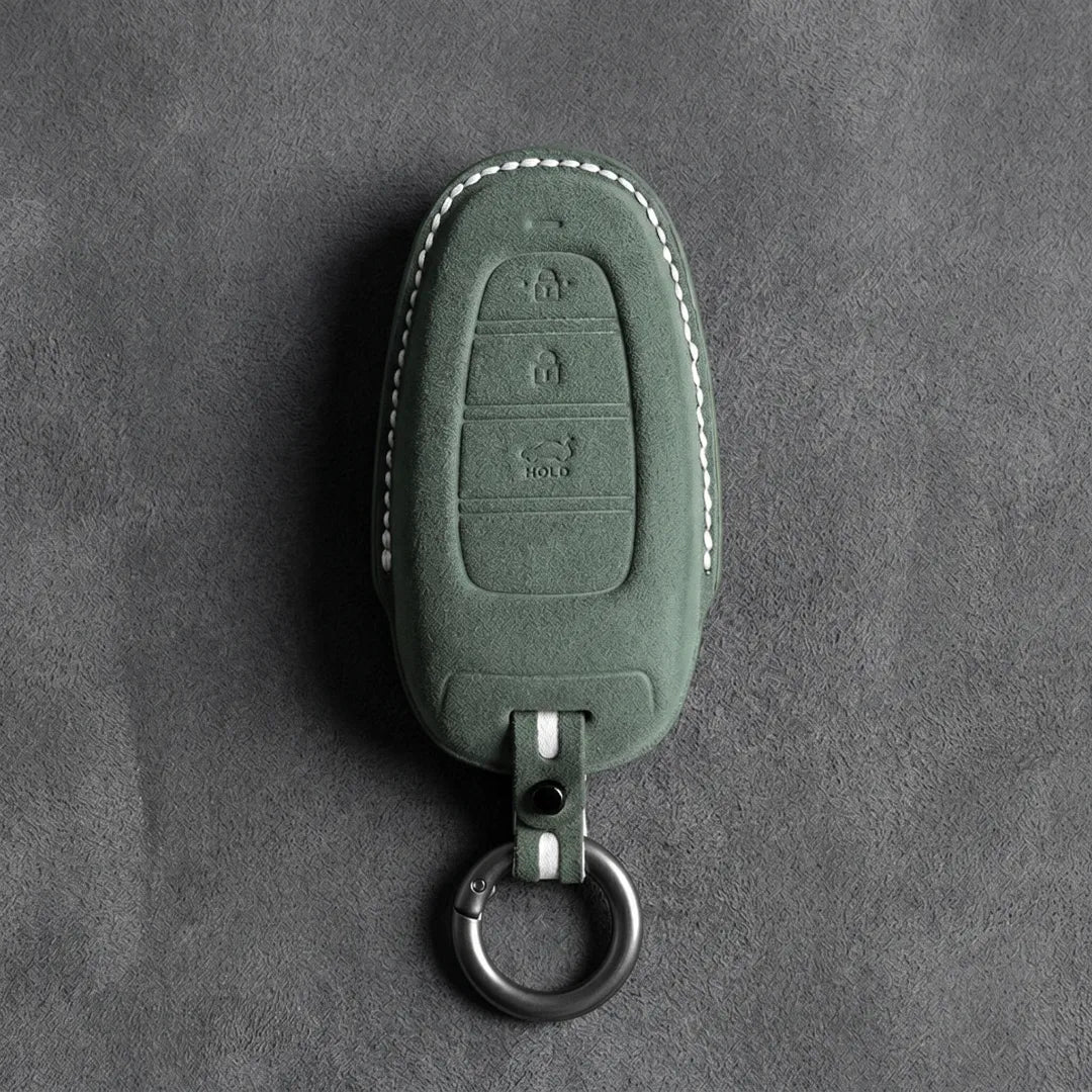Hyundai Hand-Stitched Alcantara Key Fob Cover – Oval 3-Button Smart Key