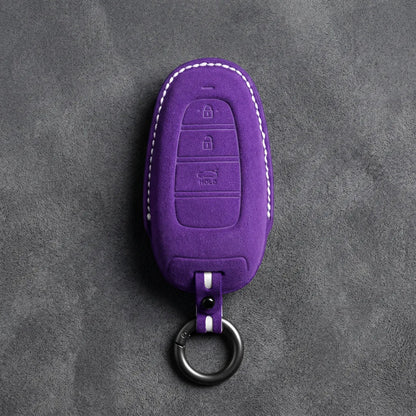 Hyundai Hand-Stitched Alcantara Key Fob Cover – Oval 3-Button Smart Key