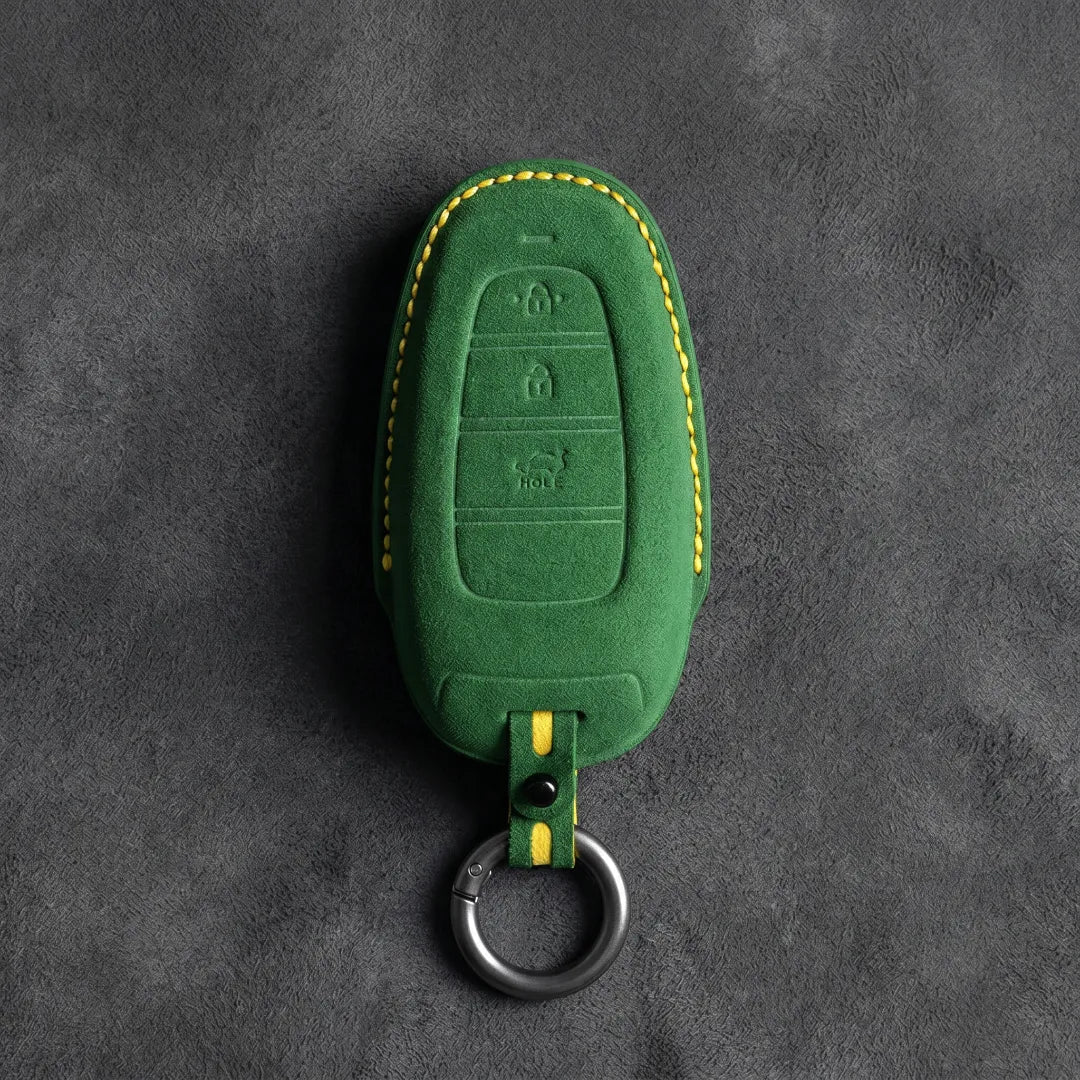 Hyundai Hand-Stitched Alcantara Key Fob Cover – Oval 3-Button Smart Key