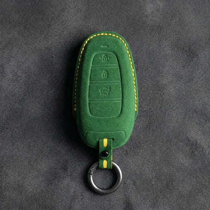 Hyundai Hand-Stitched Alcantara Key Fob Cover – Oval 3-Button Smart Key