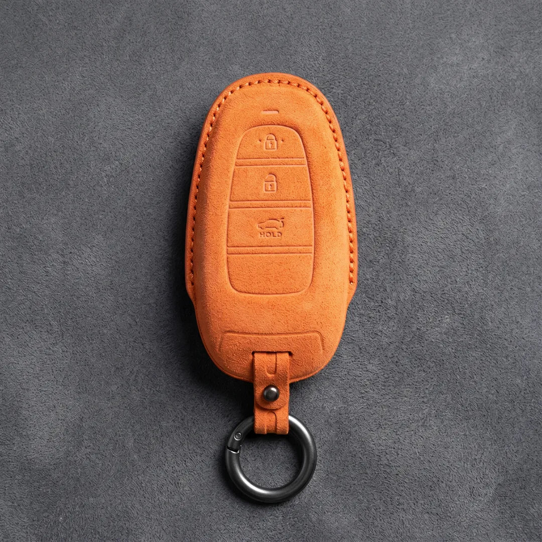 Hyundai Hand-Stitched Alcantara Key Fob Cover – Oval 3-Button Smart Key
