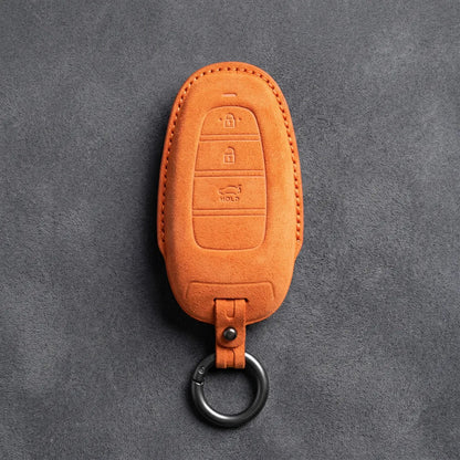 Hyundai Hand-Stitched Alcantara Key Fob Cover – Oval 3-Button Smart Key