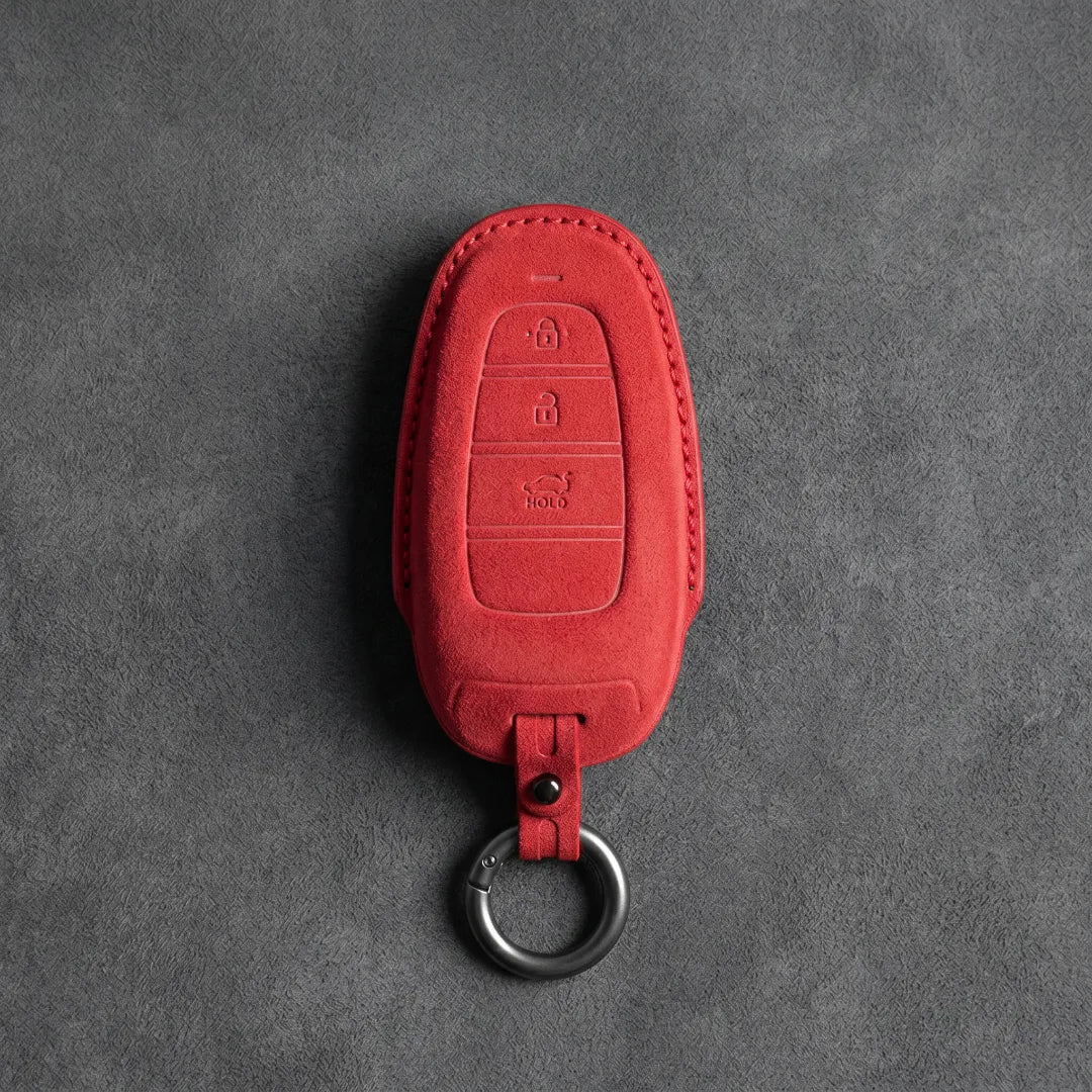 Hyundai Hand-Stitched Alcantara Key Fob Cover – Oval 3-Button Smart Key