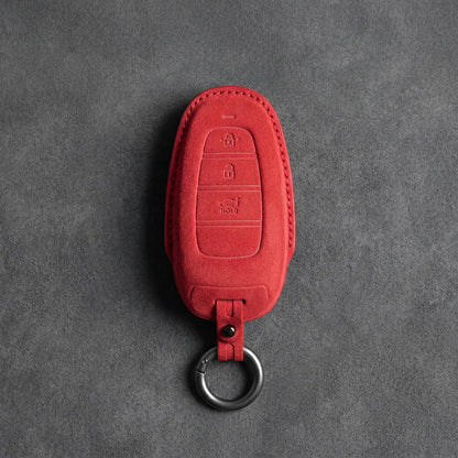 Hyundai Hand-Stitched Alcantara Key Fob Cover – Oval 3-Button Smart Key