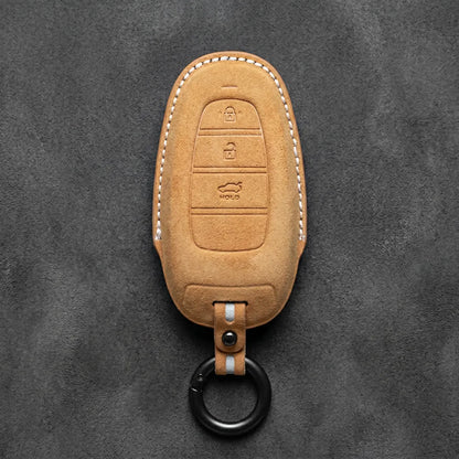 Hyundai Hand-Stitched Alcantara Key Fob Cover – Oval 3-Button Smart Key
