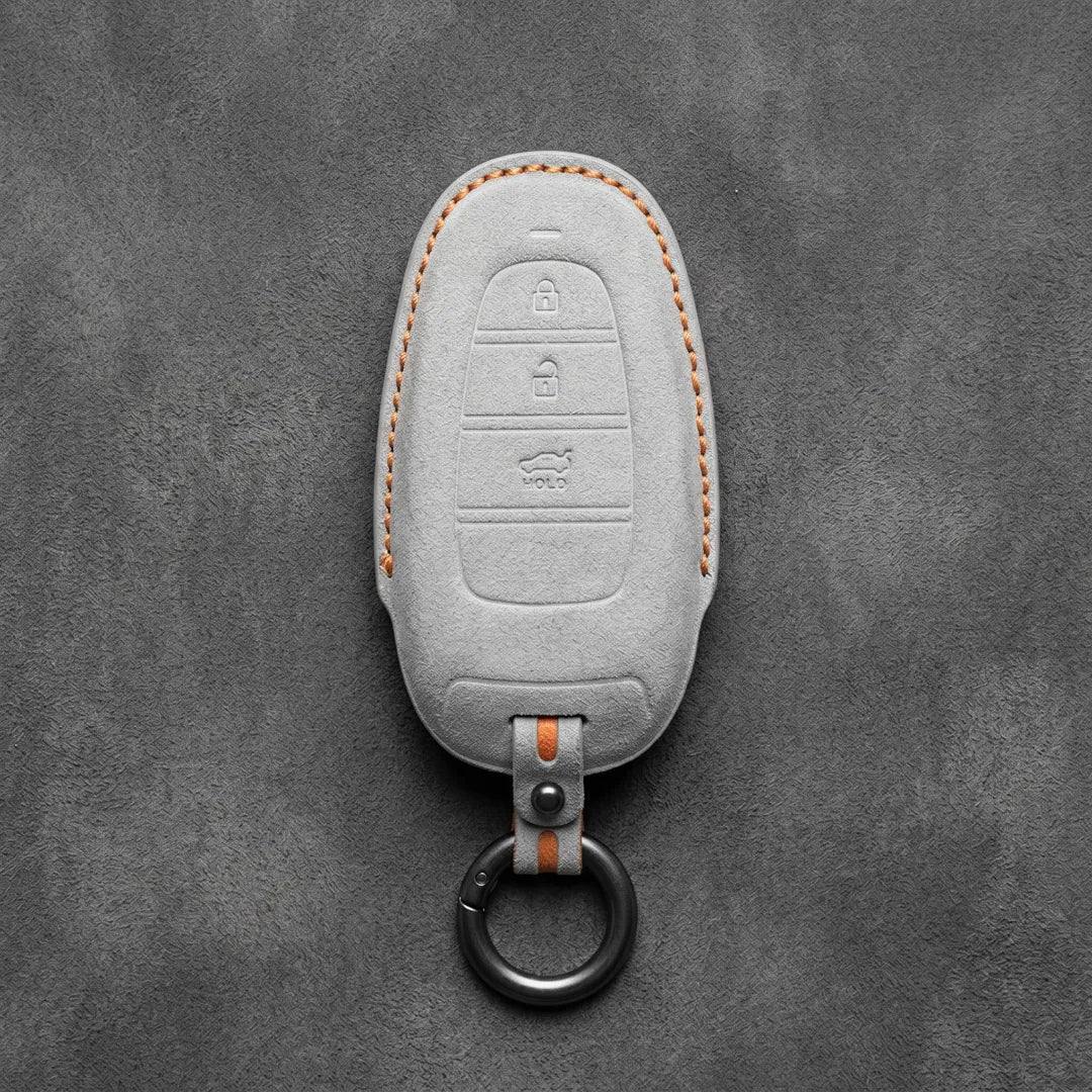 Hyundai Hand-Stitched Alcantara Key Fob Cover – Oval 3-Button Smart Key