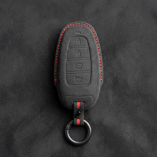 Hyundai Hand-Stitched Alcantara Key Fob Cover – Oval 4-Button Smart Key