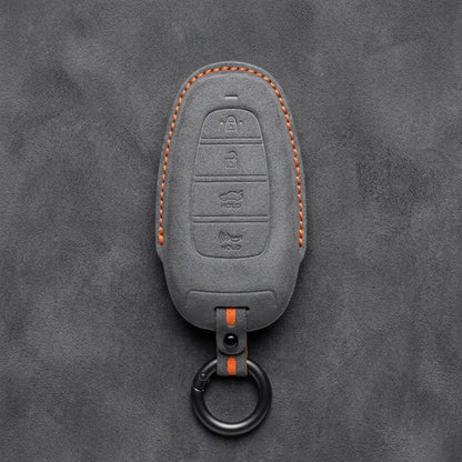 Hyundai Hand-Stitched Alcantara Key Fob Cover – Oval 4-Button Smart Key