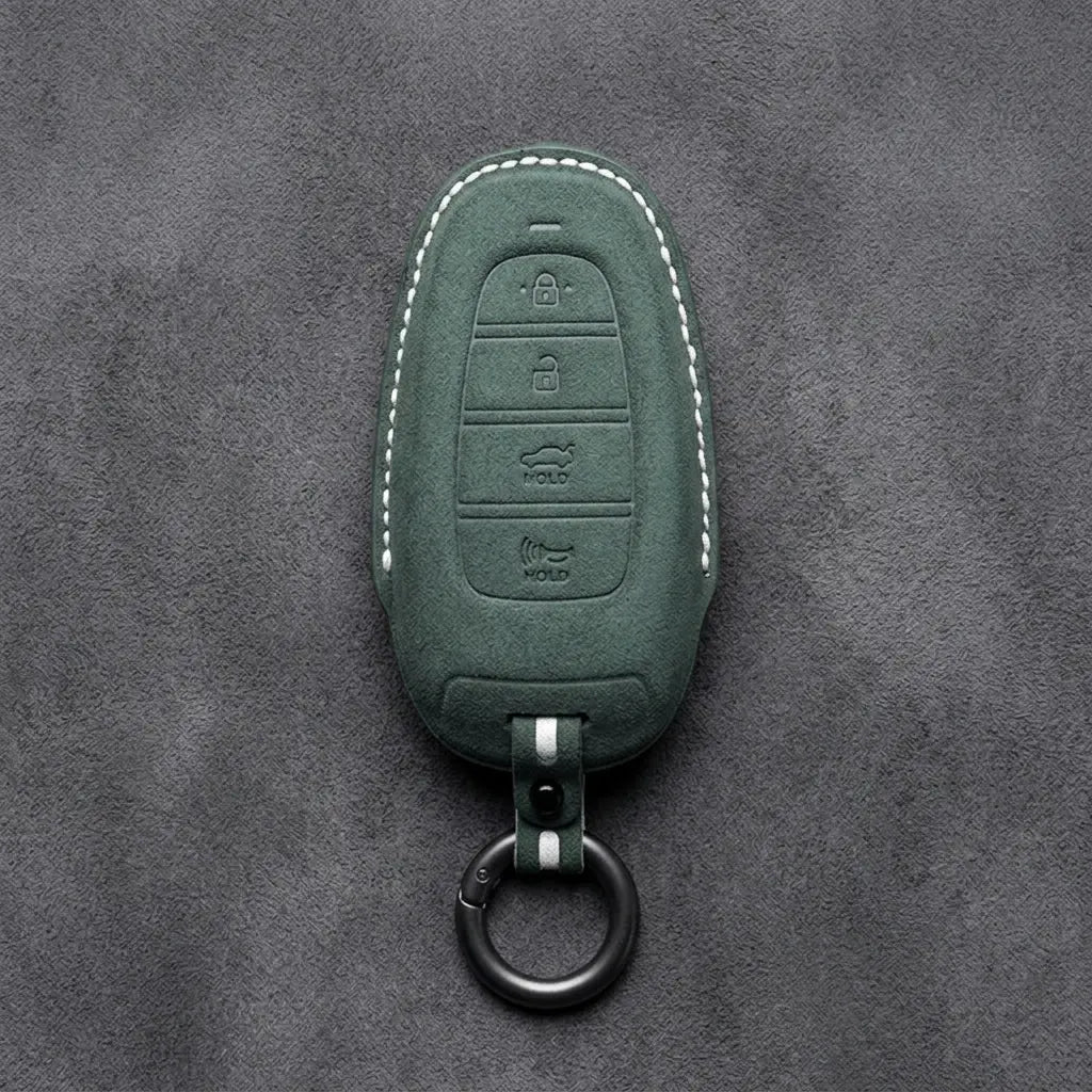 Hyundai Hand-Stitched Alcantara Key Fob Cover – Oval 4-Button Smart Key