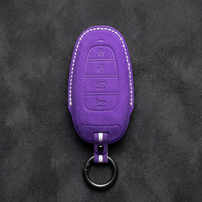Hyundai Hand-Stitched Alcantara Key Fob Cover – Oval 4-Button Smart Key