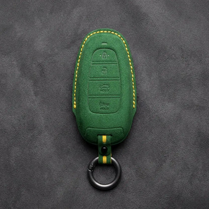 Hyundai Hand-Stitched Alcantara Key Fob Cover – Oval 4-Button Smart Key