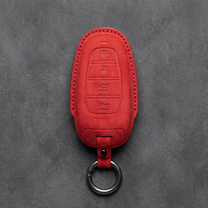 Hyundai Hand-Stitched Alcantara Key Fob Cover – Oval 4-Button Smart Key