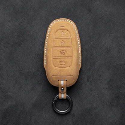 Hyundai Hand-Stitched Alcantara Key Fob Cover – Oval 4-Button Smart Key