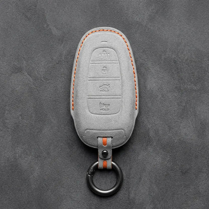 Hyundai Hand-Stitched Alcantara Key Fob Cover – Oval 4-Button Smart Key