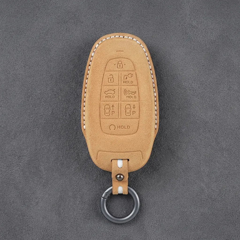 Hyundai Hand-Stitched Alcantara Key Fob Cover – Oval 8-Button