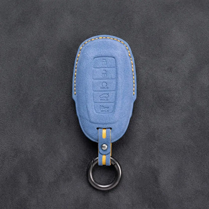 Hyundai Hand-Stitched Alcantara Key Fob Cover – Silver Cap 5-Button