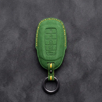 Hyundai Hand-Stitched Alcantara Key Fob Cover – Silver Cap 5-Button