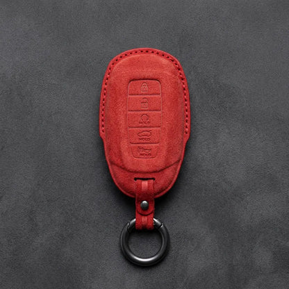 Hyundai Hand-Stitched Alcantara Key Fob Cover – Silver Cap 5-Button