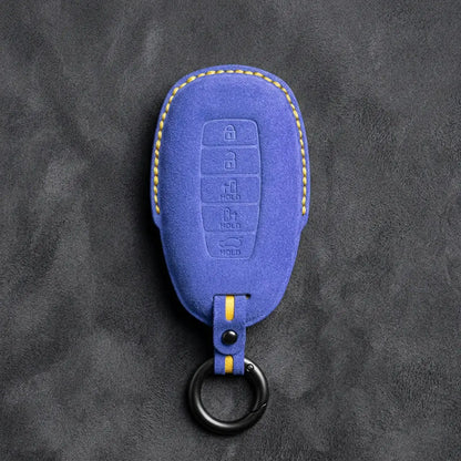 Hyundai Hand-Stitched Alcantara Key Fob Cover – Silver Cap Parking & Trunk