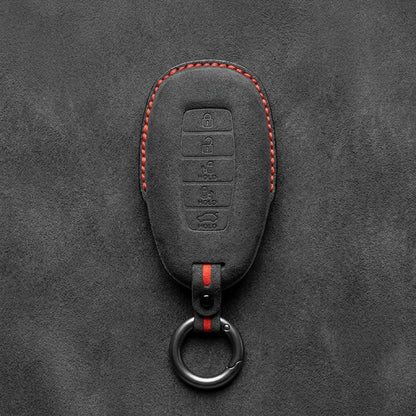Hyundai Hand-Stitched Alcantara Key Fob Cover – Silver Cap Parking & Trunk