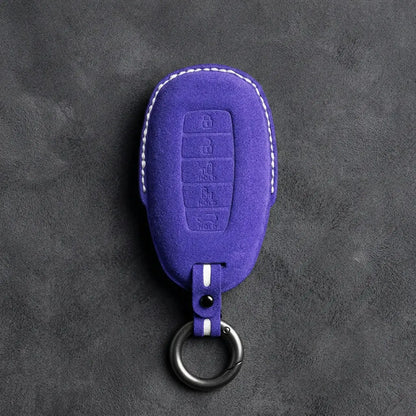 Hyundai Hand-Stitched Alcantara Key Fob Cover – Silver Cap Parking & Trunk
