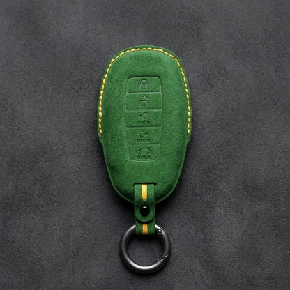 Hyundai Hand-Stitched Alcantara Key Fob Cover – Silver Cap Parking & Trunk