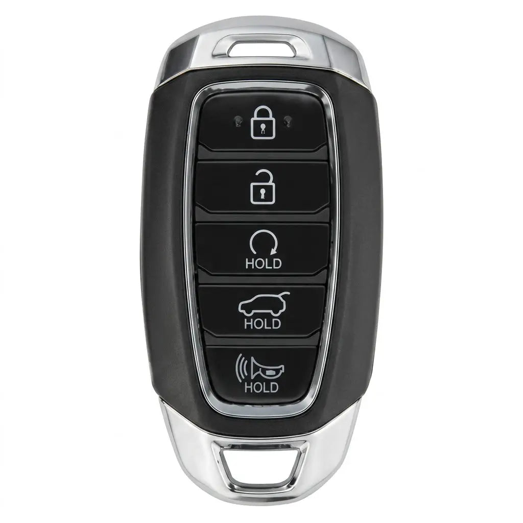 Hyundai Hand-Stitched Alcantara Key Fob Cover – Silver Cap 5-Button