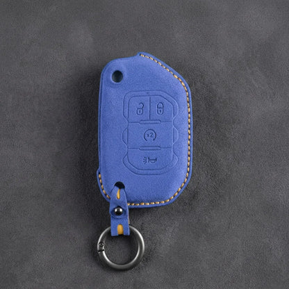Jeep Hand-Stitched Alcantara Key Fob Cover – Remote Start Flip Key 4-Button