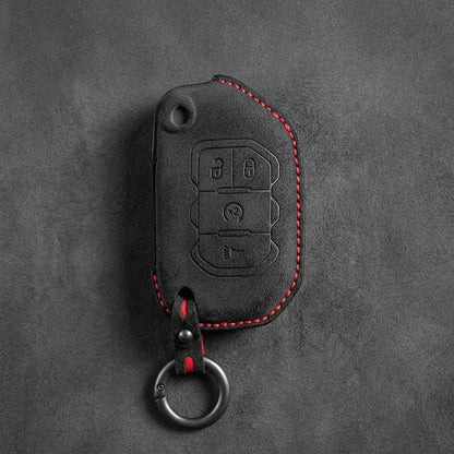 Jeep Hand-Stitched Alcantara Key Fob Cover – Remote Start Flip Key 4-Button