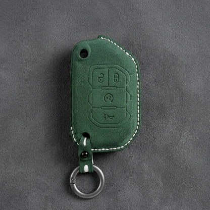Jeep Hand-Stitched Alcantara Key Fob Cover – Remote Start Flip Key 4-Button