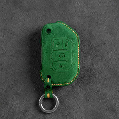 Jeep Hand-Stitched Alcantara Key Fob Cover – Remote Start Flip Key 4-Button