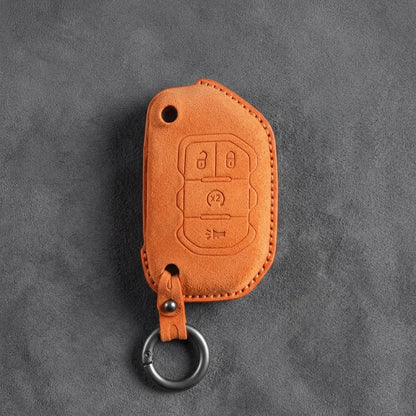 Jeep Hand-Stitched Alcantara Key Fob Cover – Remote Start Flip Key 4-Button