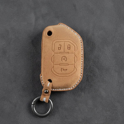 Jeep Hand-Stitched Alcantara Key Fob Cover – Remote Start Flip Key 4-Button