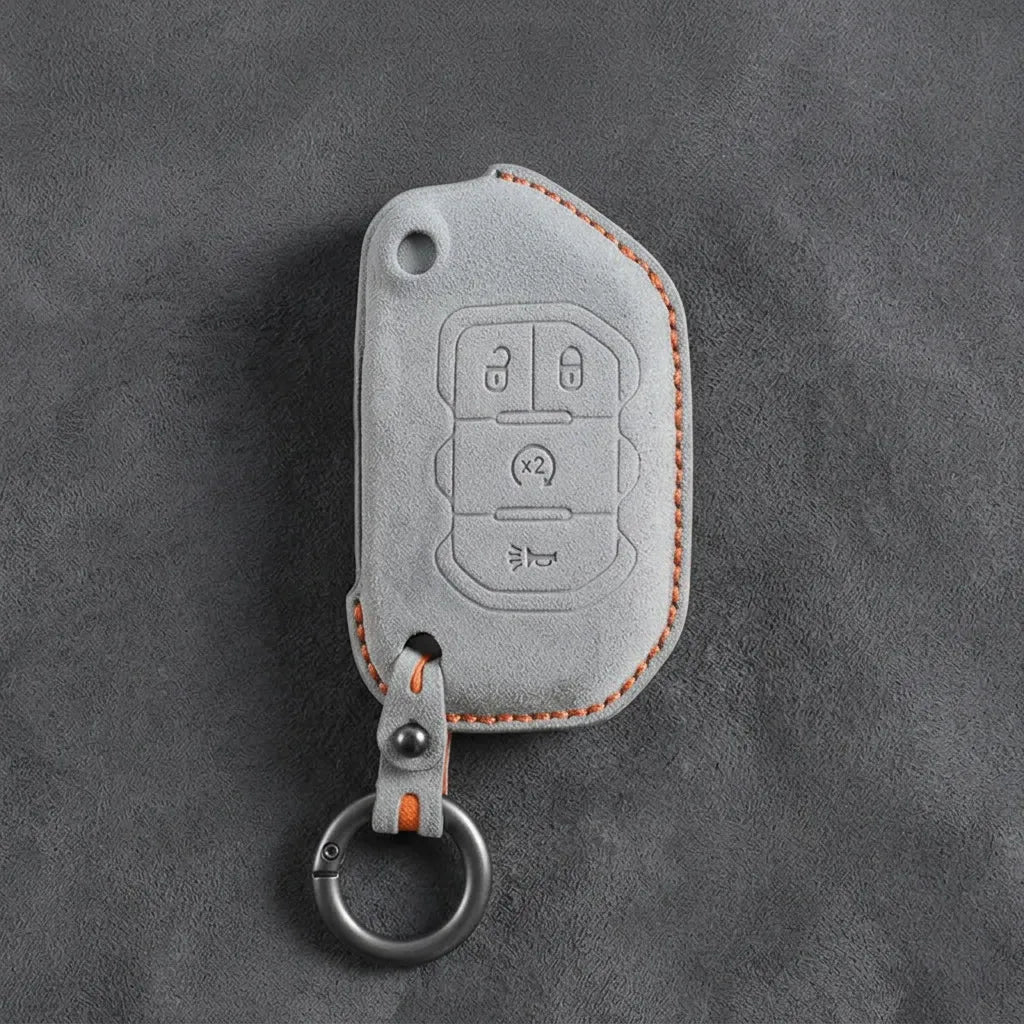 Jeep Hand-Stitched Alcantara Key Fob Cover – Remote Start Flip Key 4-Button