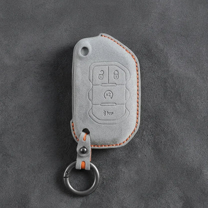 Jeep Hand-Stitched Alcantara Key Fob Cover – Remote Start Flip Key 4-Button