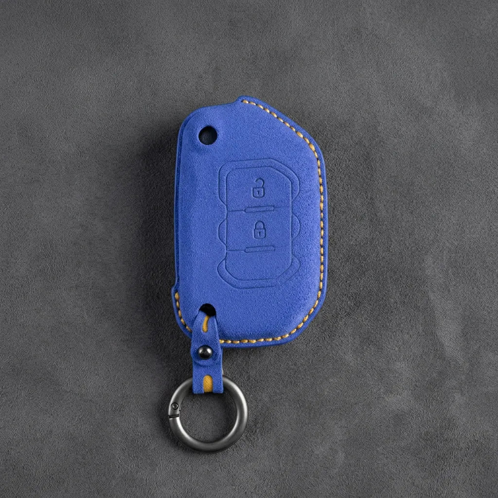 Jeep Hand-Stitched Alcantara Key Fob Cover – Rugged Flip Key 2-Button