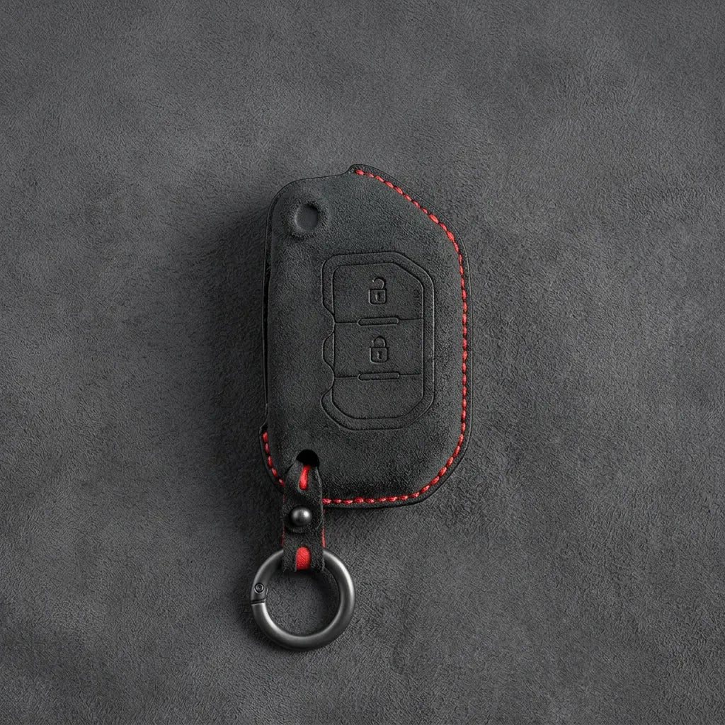Jeep Hand-Stitched Alcantara Key Fob Cover – Rugged Flip Key 2-Button
