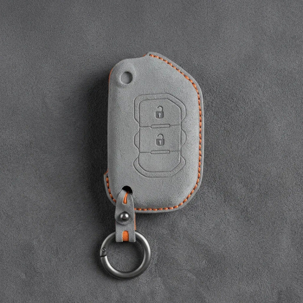 Jeep Hand-Stitched Alcantara Key Fob Cover – Rugged Flip Key 2-Button