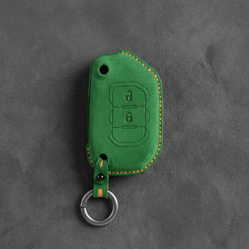 Jeep Hand-Stitched Alcantara Key Fob Cover – Rugged Flip Key 2-Button