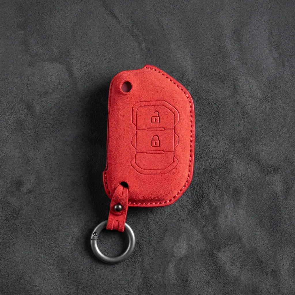 Jeep Hand-Stitched Alcantara Key Fob Cover – Rugged Flip Key 2-Button