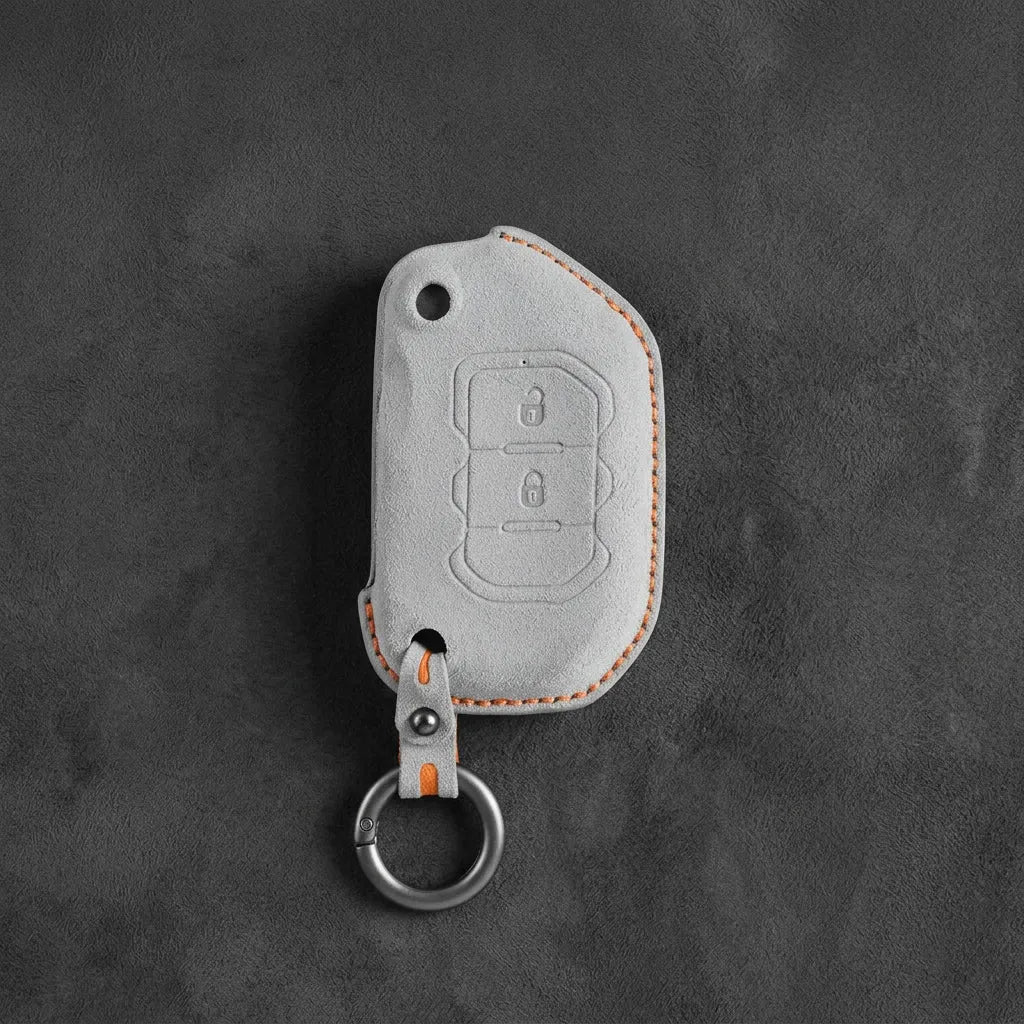 Jeep Hand-Stitched Alcantara Key Fob Cover – Rugged Flip Key 2-Button