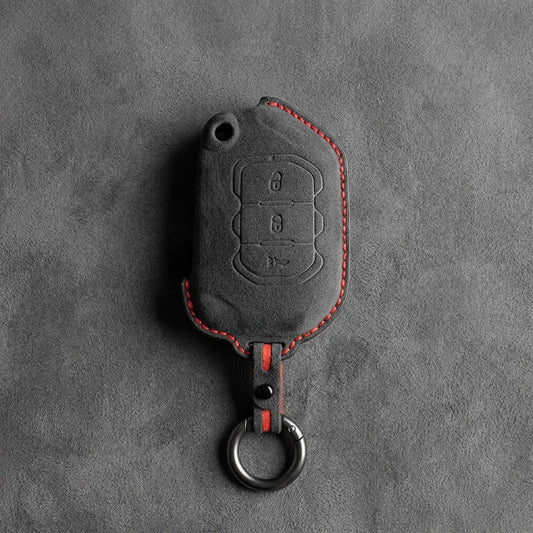 Jeep Hand-Stitched Alcantara Key Fob Cover – Rugged Panic Flip Key