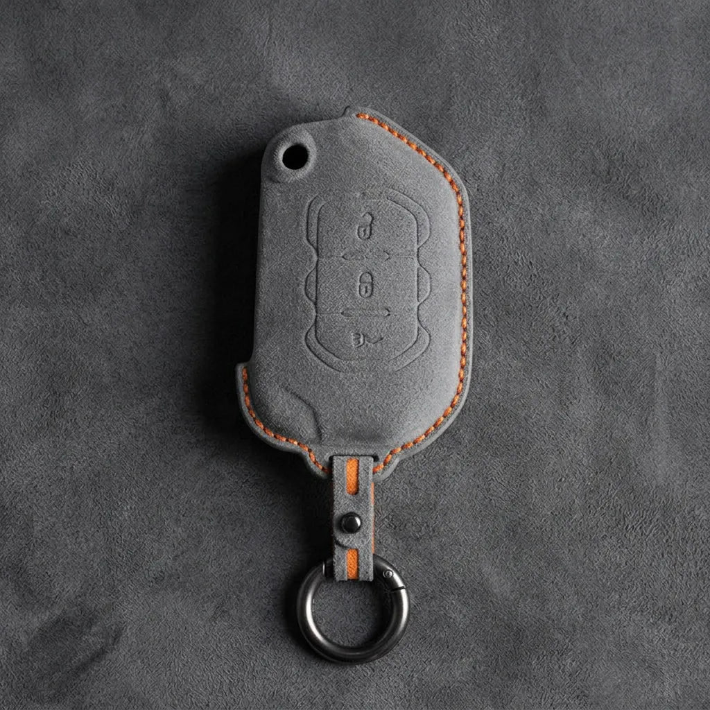 Jeep Hand-Stitched Alcantara Key Fob Cover – Rugged Panic Flip Key