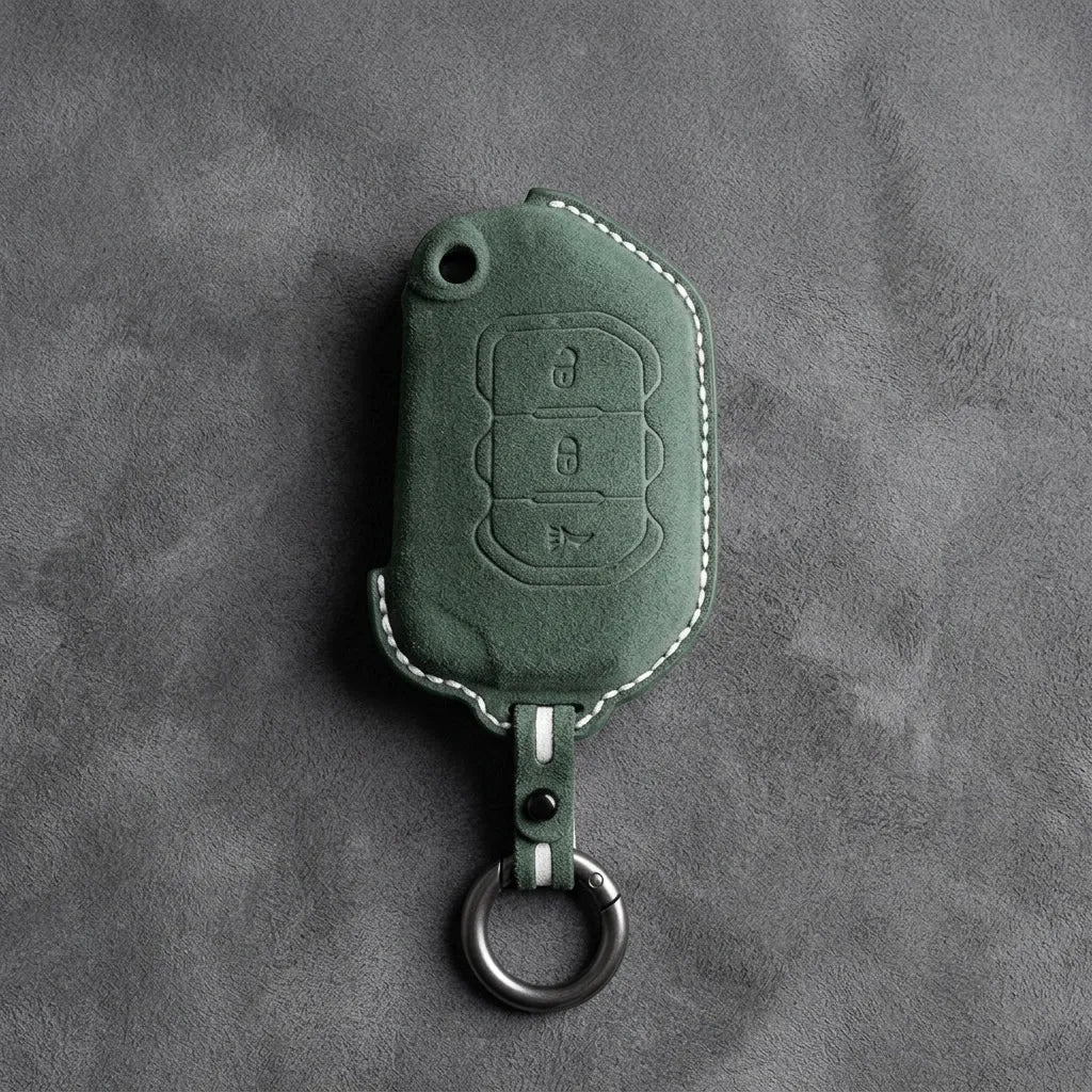Jeep Hand-Stitched Alcantara Key Fob Cover – Rugged Panic Flip Key