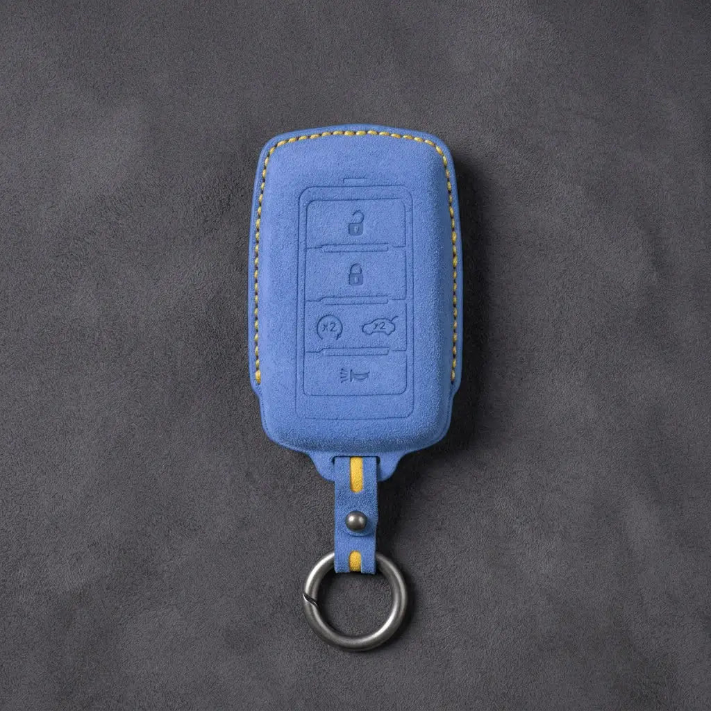 Jeep Hand-Stitched Alcantara Key Fob Cover – Vertical 5-Button Smart Key