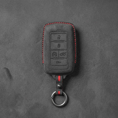 Jeep Hand-Stitched Alcantara Key Fob Cover – Vertical 5-Button Smart Key